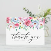 水カラフル色パステルフラワーズガーランド結婚ズ サンキューカード (スタンド正面)
