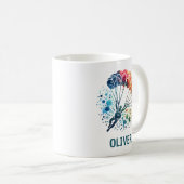 水カラフル色パラシュートパーソナライズされた コーヒーマグカップ (正面右)