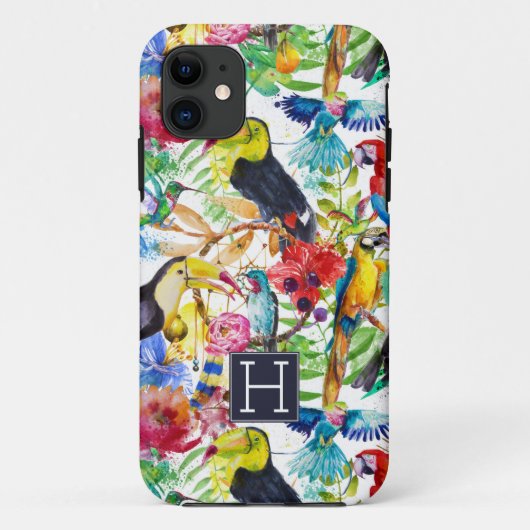 水カラフル色パロット |イニシャル Case-Mate iPhoneケース (裏面)