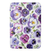 水カラフル色パンジー花白い背景 バスマット (正面縦)