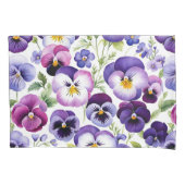 水カラフル色パンジー花白い背景 枕カバー (正面)