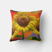 水カラフル色ヒマワリ枕 クッション (裏面)