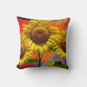 水カラフル色ヒマワリ枕 クッション (正面)