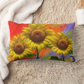 水カラフル色ヒマワリ枕 ランバークッション (ブランケット)
