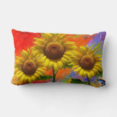 水カラフル色ヒマワリ枕 ランバークッション (裏面)