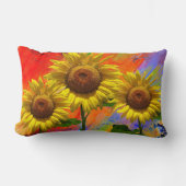水カラフル色ヒマワリ枕 ランバークッション (正面)