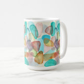 水カラフル色ビーチシーガラス コーヒーマグカップ (正面右)