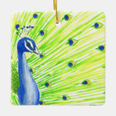 水カラフル色ピーコック セラミックオーナメント (正面)