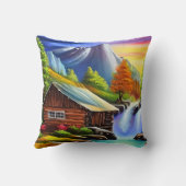 水カラフル色ファンタジートロピカル絵画ズ クッション (裏面)