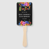 水カラフル色フィエスタ花模様結婚ズ ハンドファン (正面)