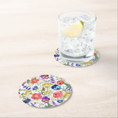 水カラフル色フィールド花ポピーズコースター ラウンドペーパーコースター (インサイチュ)