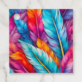 水カラフル色フェザーアートギフトラベル フェイバータグ