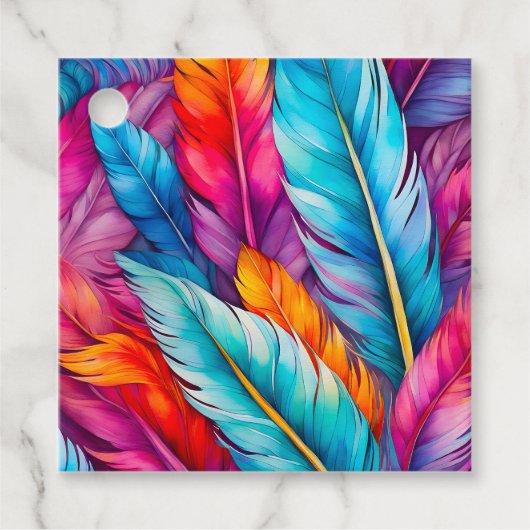 水カラフル色フェザーアートギフトラベル フェイバータグ (正面)