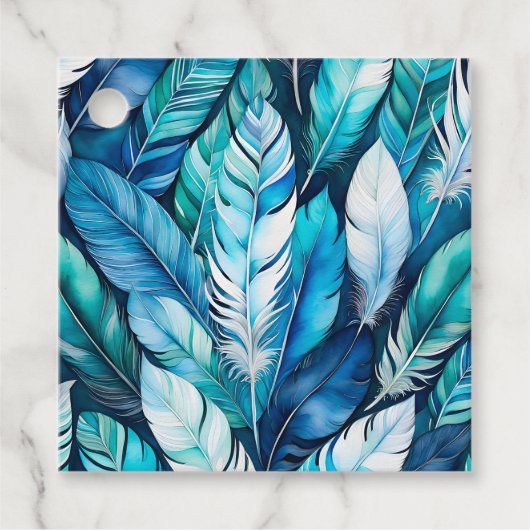 水カラフル色フェザーアートギフトラベル フェイバータグ (正面)