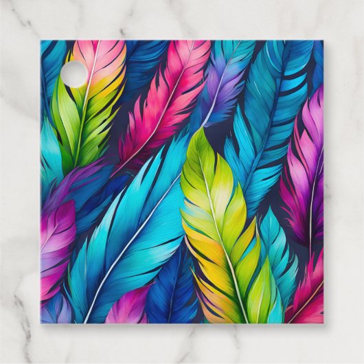 水カラフル色フェザーアートギフトラベル フェイバータグ (正面)