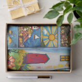 水カラフル色フォークアートライトハウス 薄葉紙 (ギフト)