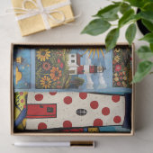 水カラフル色フォークアートライトハウス 薄葉紙 (ギフト)