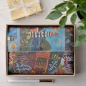 水カラフル色フォークアートライトハウス 薄葉紙 (ギフト)