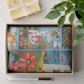 水カラフル色フォークアートライトハウス 薄葉紙 (ギフト)