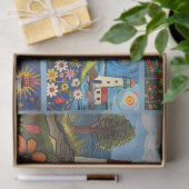 水カラフル色フォークアートライトハウス 薄葉紙 (ギフト)