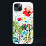 水カラフル色フラワーイラストレーション iPhone 13ケース<br><div class="desc">カラフルクール春の花水色イラストレーション</div>