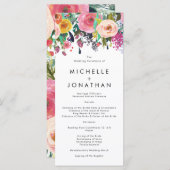 水カラフル色フラワーガーデン結婚式 プログラム (正面/裏面)