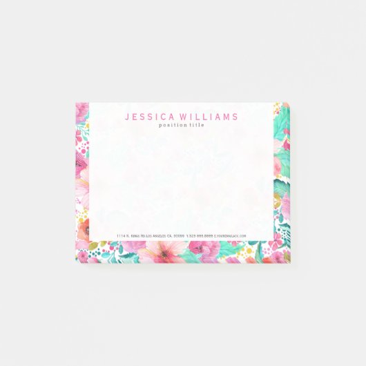 水カラフル色フラワーコラージュ ポストイット (正面)