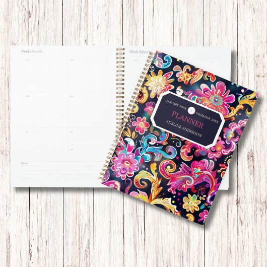 水カラフル色フラワーズビジネスロゴモノグラム プランナー手帳