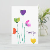水カラフル色フラワーフラットサンキューカード サンキューカード (スタンド正面)