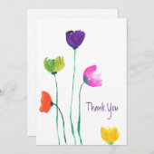水カラフル色フラワーフラットサンキューカード サンキューカード (正面/裏面)