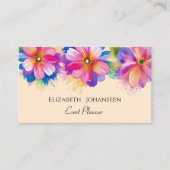 水カラフル色フラワーベージュブラックタイポグラフィ 名刺 (正面)