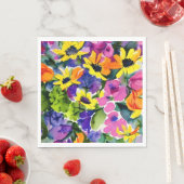 水カラフル色フローラアート スタンダードランチョンナプキン (インサイチュ)