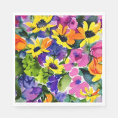 水カラフル色フローラアート スタンダードランチョンナプキン (正面)
