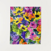 水カラフル色フローラアート タペストリー (正面)