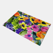 水カラフル色フローラアート ドアマット (アングル)