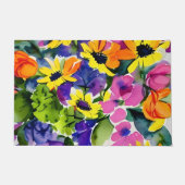 水カラフル色フローラアート ドアマット (正面)