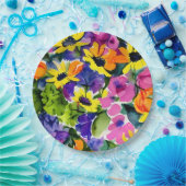 水カラフル色フローラアート ペーパープレート (パーティー)