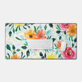 水カラフル色フローライラストレーションパターン デスクマット (キーボード&マウス)