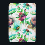 水カラフル色フローライラストレーション iPad MINIカバー<br><div class="desc">カラフルクールの花のパターン、パステルトーン白い背景と濃い赤と茶色のアクセント。</div>
