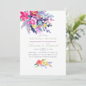 水カラフル色フローラウェディングシャワー 招待状 (スタンド正面)