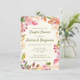 水カラフル色フローラカスタムカップルのシャワー 招待状