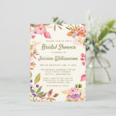 水カラフル色フローラカスタムブライダルシャワー 招待状 (スタンド正面)