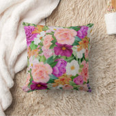 水カラフル色フローラガーデンパープルピンクローズ クッション (ブランケット)