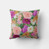 水カラフル色フローラガーデンパープルピンクローズ クッション (裏面)