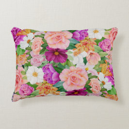 水カラフル色フローラガーデンパープルピンク アクセントクッション