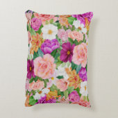 水カラフル色フローラガーデンパープルピンク アクセントクッション (裏面(縦))