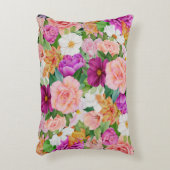 水カラフル色フローラガーデンパープルピンク アクセントクッション (正面(垂直))