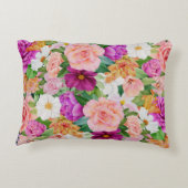 水カラフル色フローラガーデンパープルピンク アクセントクッション (裏面)