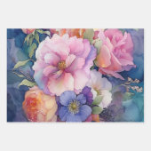 水カラフル色フローラギフト包装紙 ラッピングペーパーシート (正面2)