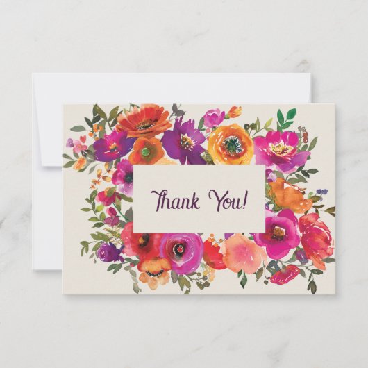 水カラフル色フローラサンキューカード サンキューカード (正面)